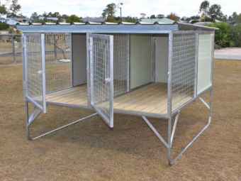 Aussie Box" Raised Dog Kennel - 2 Bay - Timber Floor