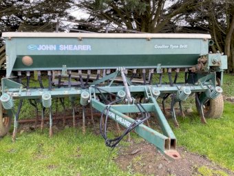 Under Auction - (A175) John Shearer 19 Run Combine & Farmpro Roller 