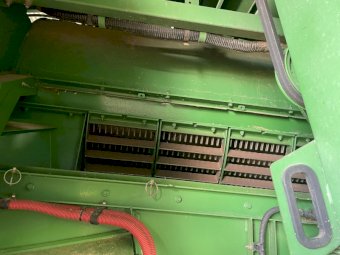 2009 John Deere 9870 STS Header with 2009 Mid West 42 ft Crophawk front and Trailer