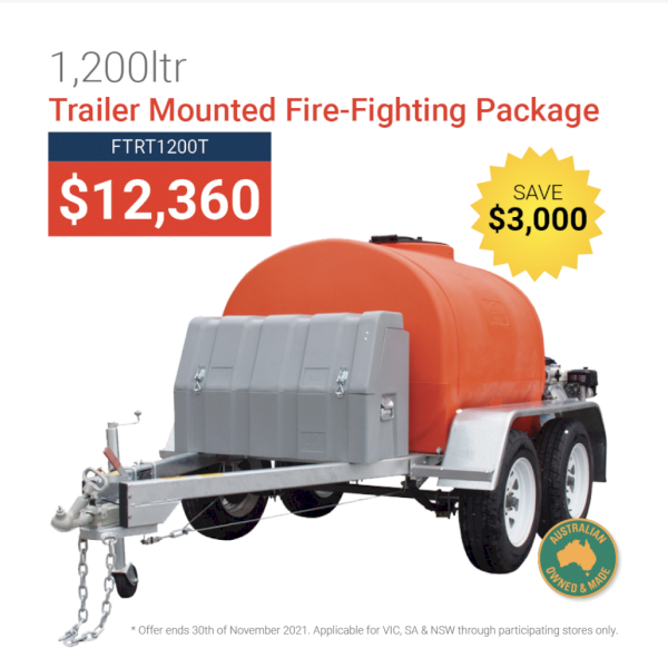 Spring Promo 1,200ltr Trailer Mounted Fired-Fighting Package 6.5HP  **Save $3000.00**