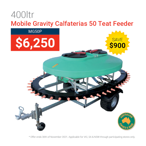 Spring Promo - 400ltr Mobile Gravity Calfaterias - 50 Teat Feeder **Save $900.00**