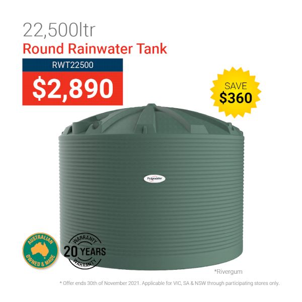Spring Promo - Rainwater Round Tank 22,500ltr **Save $360.00***