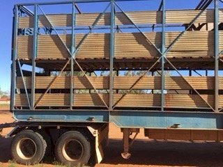 1976 Tri Axle Cattle Stock Crate with Dolly