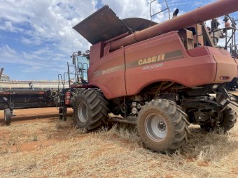 2011 Case IH 9120 4WD Header with 40ft MacDon Front & Comb Trailer