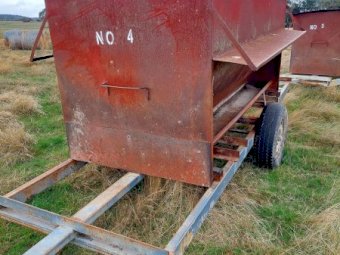 Under Auction - (A183) 4 x 1.5t Sheep Feeders On Axles 