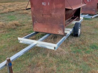 Under Auction - (A183) 4 x 1.5t Sheep Feeders On Axles 