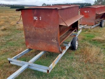 Under Auction - (A183) 4 x 1.5t Sheep Feeders On Axles 