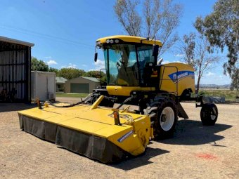 2015 New Holland SR200 Speedrower with 30' Honeybee Front & 16' Discbine & Windrower Cradle