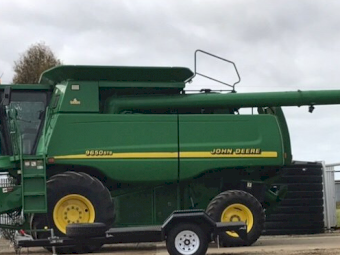 2003 John Deere 9650 STS Header with 936D Draper Front and Trailer