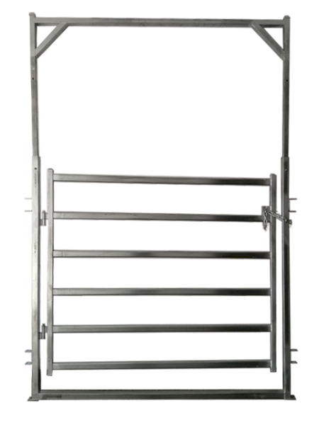 Under Auction - (A203) New BosAg ADJUSTABLE CATTLE YARD GATE IN FRAME (GALLOPING GATE) 