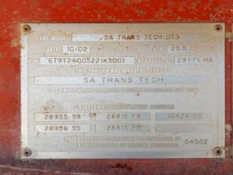 2002 SA Trans Tech Super Dog Tipper Trailer
