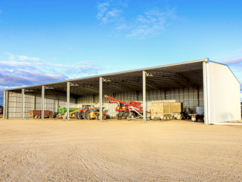 Open Front Fully Hot-Dip Galvanised Action Steel Machinery Shed