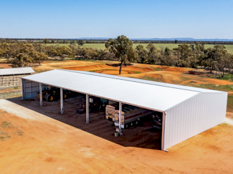 Open Front Fully Hot-Dip Galvanised Action Steel Machinery Shed