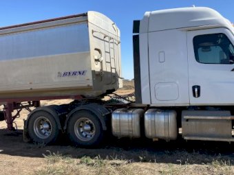 2022 Freightliner Cascadia Primemover with 2017 Byrne B Double Tippers