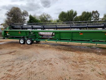 Under Auction - (A252) John Deere 635 Hydraflex Front and Trailer 