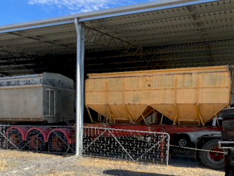 2 x Position Freighter Skel Trailer on Springs with Gravity Bin