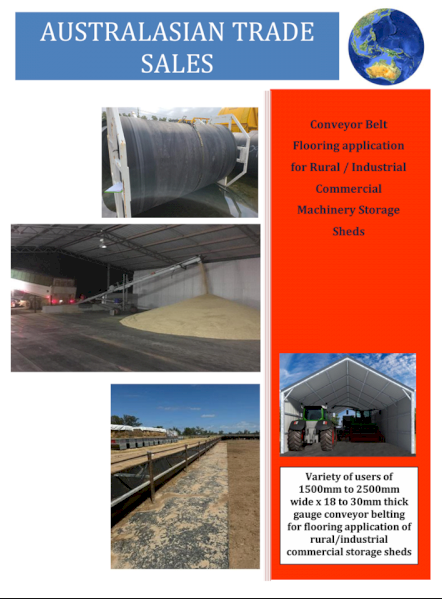 Conveyor Belt Flooring application for Rural / Industrial Commercial Machinery Storage Sheds