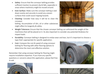 Conveyor Belt Flooring application for Rural / Industrial Commercial Machinery Storage Sheds