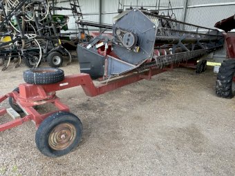 2002 Case IH 2366 Header with 30ft 1010 Front with Pick up Reel on 3 axle Trailer