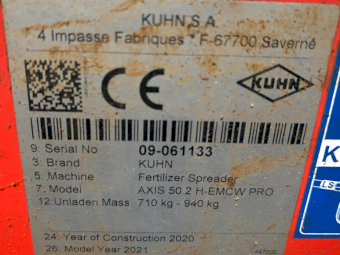 2021 Kuhn AXIS 50.2 H-EMCW PRO Fertiliser Spreader