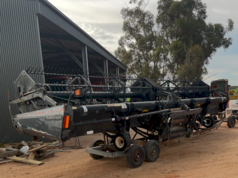 MacDon 972 Flex 30ft Draper Front on Trailer