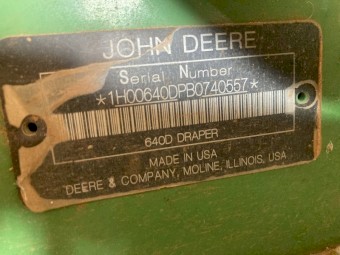2012 John Deere D450 Windrower & 640D Draper front/trailer