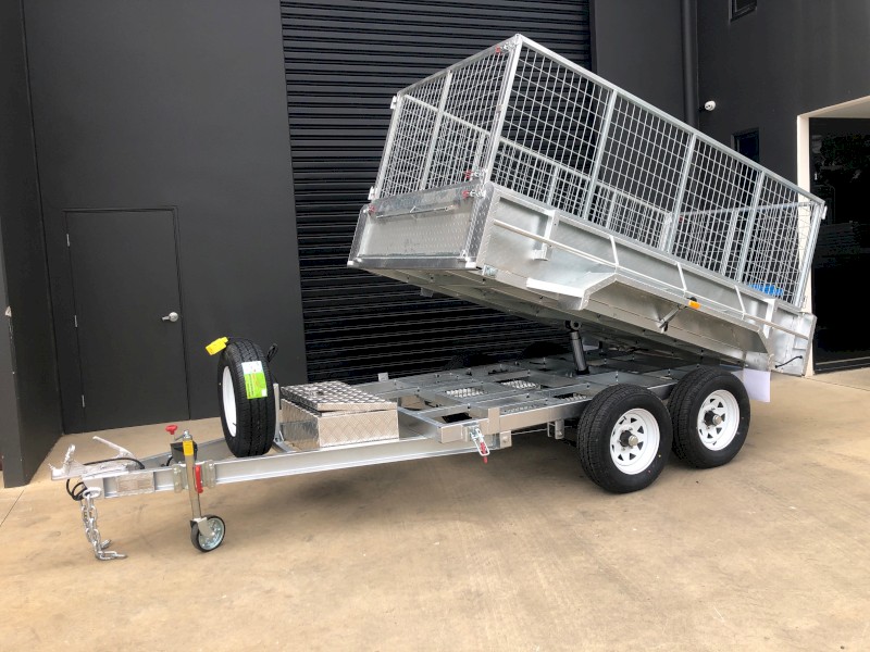 10x6 Tipper Trailer Tandem Hydraulic Galvanised 3.5T 425mm Side 900mm Cage