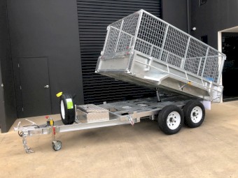 10x6 Tipper Trailer Tandem Hydraulic Galvanised 3.5T 425mm Side 900mm Cage