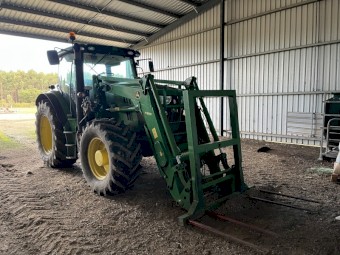 2013 John Deere 6150R Tractor with H360 Loader and Forks