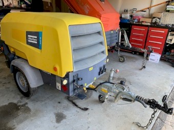 2017 Atlas Copco Kubota diesel driven, silent, portable 130 cfm @ 102psi pressure (7 bar) Air compressor fully serviced.