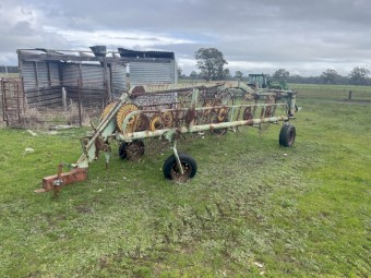 11 wheel John Shearer hay rake