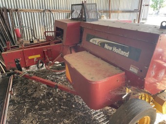 New Holland 575 Small Square Baler and Rebel 15 Bale Accumulator