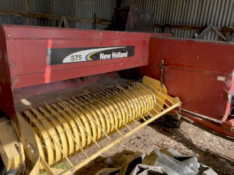 New Holland 575 Small Square Baler and Rebel 15 Bale Accumulator