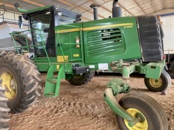 2012 John Deere D450 Swather & John Deere 640D Draper Front and Trailer