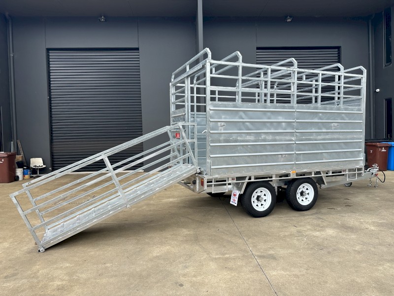 Livestock Trailer 12x7 Galvanised Cattle & Flat Top Trailer (2 in 1) with Ramps 2024