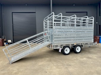 Livestock Trailer 12x7 Galvanised Cattle & Flat Top Trailer (2 in 1) with Ramps 2024