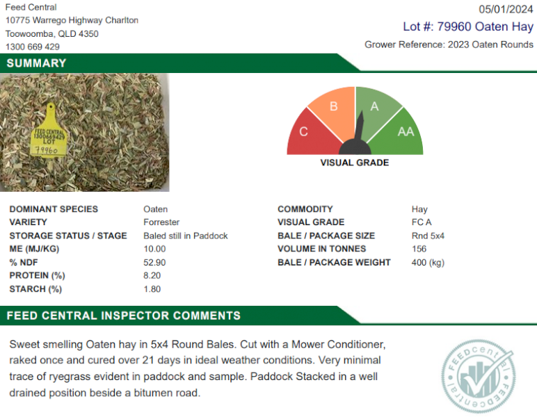 2023 Oaten Hay Rolls 5x4