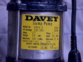 Davies Submersible De watering Sump Pump