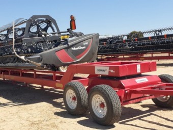 2021 Case IH 7250 Combine with 2021 Macdon D140 Front & Trailer