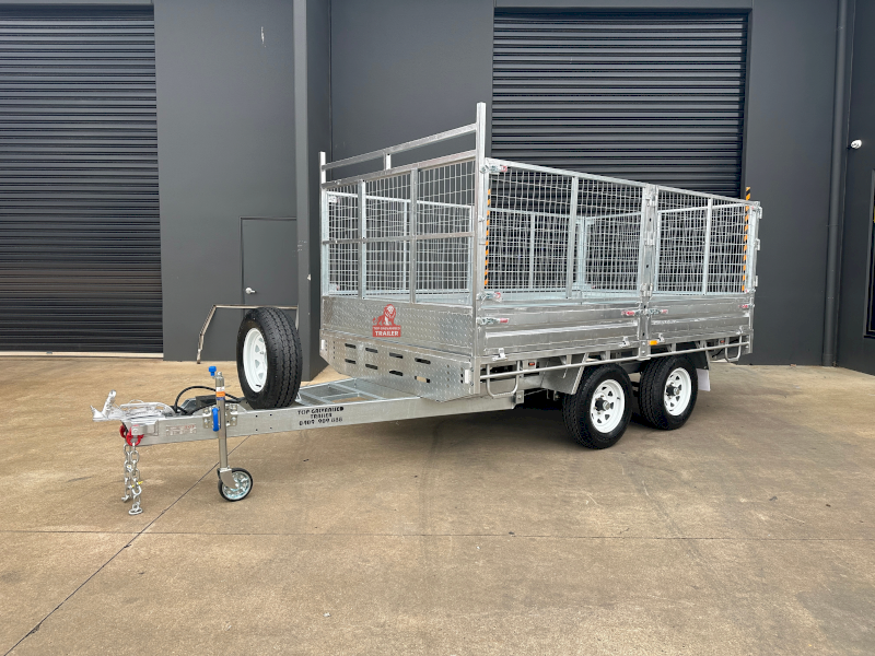 12x7 Flat Top Trailer with Cage Galvanised Flatbed 3500kg ATM