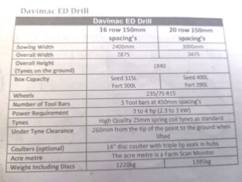 Davimac ED1014 Direct Drill Combine Seeder