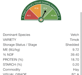 250mt Vetch Hay 640-670kg 8x4x3 Bales