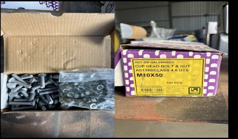 Cup head bolts, various sizes.