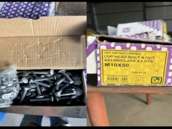 Cup head bolts, various sizes.