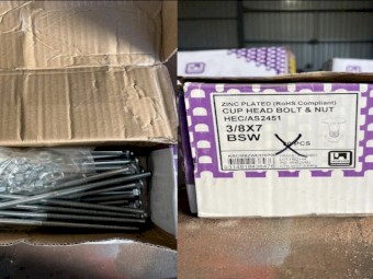 Cup head bolts, various sizes.