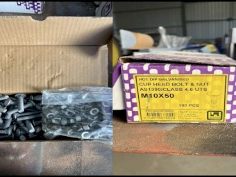 Cup head bolts, various sizes.