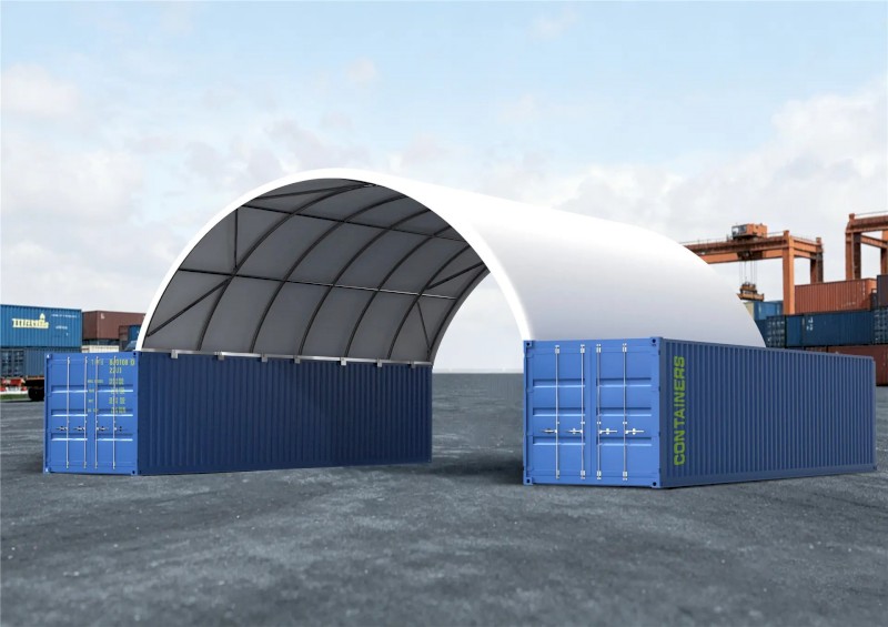 TS1206(3m) - 12m Ultra-Wide 3m High Industrial Container Dome Shelter (20ft)