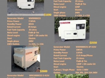 Portable Diesel Standby Generators 240V & 415V