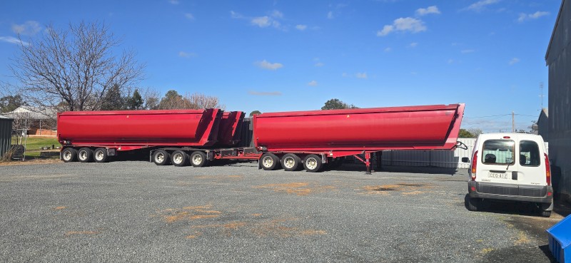 2019 Bruce Rock Engineering TAREX Tri-Axle A-Double End Tipper Combination