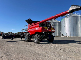 2023 Case IH 7250 Combine with 2023 Macdon D140 Front & Trailer